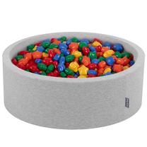 Baseinas su kamuoliukais KiddyMoon Round Ball Pit Round 600 Stars, 90 cm x 90 cm, 600 vnt, pilka sp./įvairių spalvų