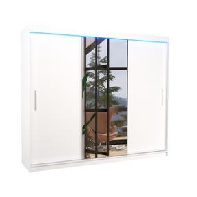 Spinta ADRK Denis LED, balta sp., 58 cm x 250 cm x 215 cm, su veidrodžiu