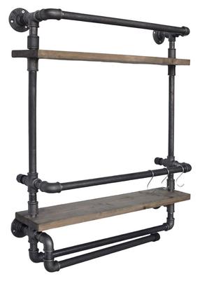 Sieninė lentyna Kalune Design BoruRaf 104, juoda sp./riešuto sp., 67 cm x 17 cm x 60 cm
