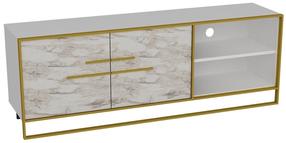 TV galds Kalune Design Polka, zelta krās./balta krās., 160 cm x 38.5 cm x 56.6 cm