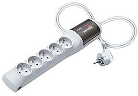 Pikendusjuhe Acar Surge Protector, 5 m, 5 pesa, lülitiga, valge v.