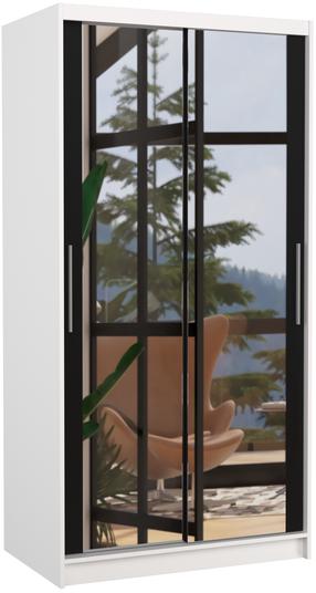Spinta ADRK Nevio, juoda sp., 100 cm x 58 cm x 200 cm, su veidrodžiu