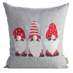 Kalėdinis dekoratyvinės pagalvėlės užvalkalas PSWA-295, balta/raudona/pilka, 45 cm x 45 cm