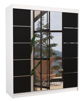 Spinta ADRK Traves 180, balta sp./juoda sp., 58 cm x 180 cm x 215 cm, su veidrodžiu