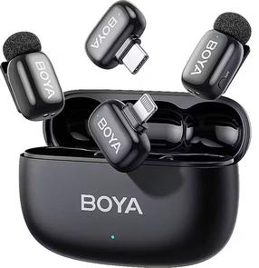 Belaidis mikrofonas Boya Mini 2-01 Lightning+USB-C, matinė juoda sp.