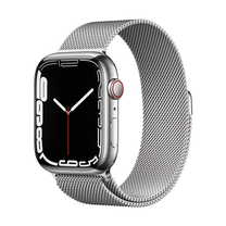 Išmanusis laikrodis Apple Watch Series 7 GPS + Cellular, 45mm Silver Stainless Steel Case with Silver Milanese Loop, sidabro sp.