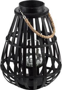 Žibintas Mondex Lantern Lucie, stiklas/mediena, Ø 12 cm, 24 cm, juoda sp.