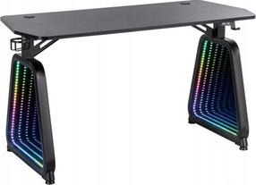 Kompiuterinių žaidimų stalas Cortek Infinity RGB, 143 cm x 60 cm, 75 cm, juoda sp.