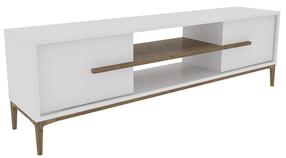 TV staliukas Kalune Design Eslem, balta sp./riešuto sp., 29.6 cm x 120 cm x 43.6 cm