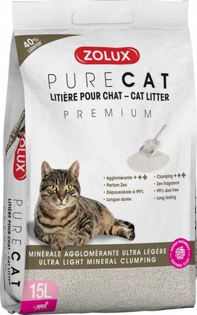 Kaķu smiltis Zolux Purecat Premium, organiskās (cementējošās), 15 l