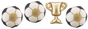 Balionų rinkinys figūrinis PartyDeco Trophy With Balls, aukso sp./balta sp./juoda sp., 4 vnt.