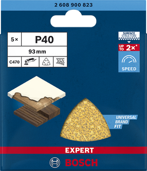 Šlifavimo lapas Bosch Expert 2608900823, 40, 9.3 cm x 9.3 cm, 5 vnt.