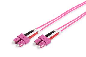 Laidas Assmann Digitus Fiber Optic Multimode Patch Cord SC Duplex, SC Optic, 3 m, rožinė sp.