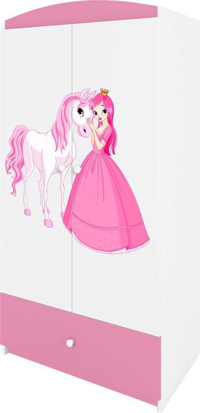 Vaikiška spinta Kocot Kids Babydreams Princess & Horse, balta sp./rožinė sp., 90 cm x 52 cm x 175.5 cm
