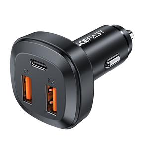Automobilinis įkroviklis AceFast B9, 2 x USB/1 x USB-C, 6.57 cm, juoda sp., 66 W