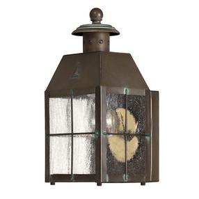 Sieninis lauko šviestuvas Quintiesse Nantucket, 60W, E27, IP44, žalvario sp., 11.4 cm x 24.8 cm