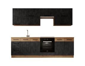 Virtuvės baldų komplektas ADRK Vika 260, ąžuolo sp./juoda sp., 2.6 m