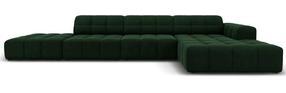Stūra dīvāns Micadoni Home Jennifer Velvet, tumši zaļa krās., labais, 341 x 166 cm x 70 cm
