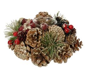 Küünlahoidja Decoris, käbid, Ø 18 cm, 8.5 cm, mitmevärviline