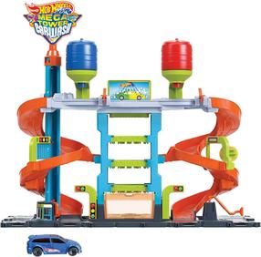 Комплект Mattel Hot Wheels Mega Tower Car Wash HDP05, многоцветный
