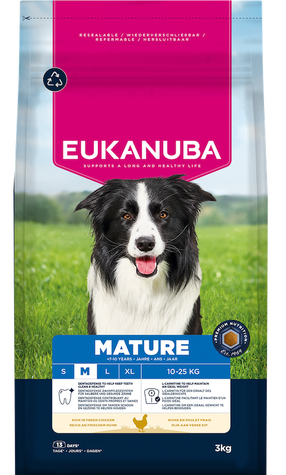 Сухой корм для собак Eukanuba Mature Medium, курица, 3 кг
