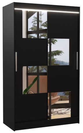 Skapis ADRK Lugano LED, melna krās., 58 cm x 120 cm x 200 cm, ar spoguli