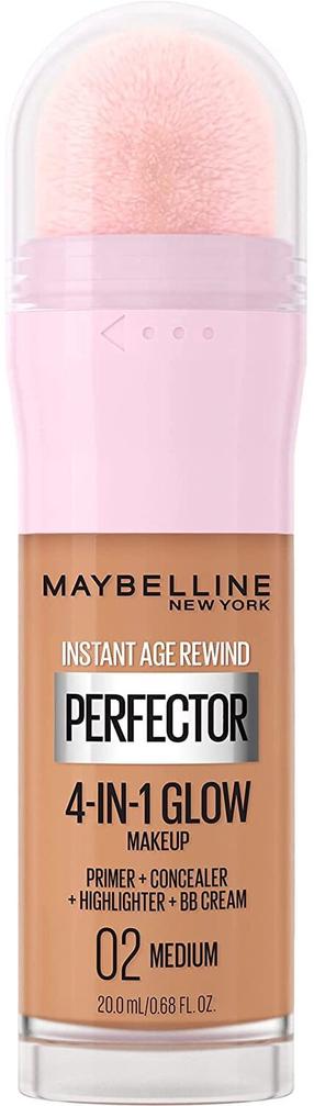 Makiažo pagrindas Maybelline Instant Age Rewind Perfector 4-In-1 Glow, 02 medium, 20 ml
