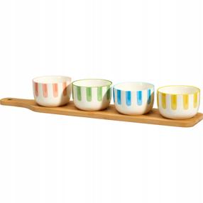 Servēšanas komplekts Excellent Houseware Fika, 125 ml, 40 cm x 8 cm x 6 cm, daudzkrāsaina, keramika/bambuss