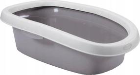 Кошачий туалет с рамкой Stefanplast Sprint 10 96582, белый цв./серый цв., закрытый, 43 см x 31 см x 14 см