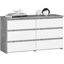 Komoda Akord Furniture Factory CL100 6SZ, balta sp./pilka sp., 57 cm x 35 cm x 100 cm