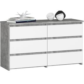 Komoda Akord Furniture Factory CL100 6SZ, balta/pilka, 100 cm x 35 cm x 57 cm