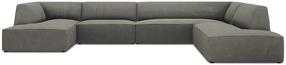 Kampinė sofa Micadoni Home Ruby Panoramic 7 Seats, pilka sp./smėlio ruda sp., dešininė, 366 x 273 cm x 69 cm