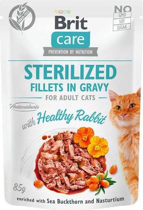 Šlapias kačių maistas Brit Care Sterilised Fillets in Gravy Healthy Rabbit, triušiena, 0.085 kg