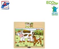 Lavinimo žaislas WOODY Educational Puzzle Cows, įvairių spalvų, 12 vnt.