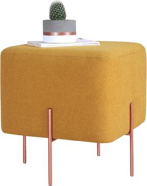 Pufs Hanah Home Copper 61, dzeltena krās., 40 cm x 40 cm x 42 cm