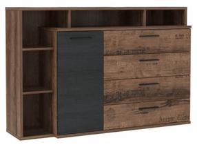 Komoda Forte Jacky L, ruda sp./juoda sp., 98.5 cm x 41.3 cm x 153.1 cm