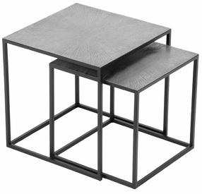 Kavos staliukų komplektas Hira, sidabro sp./juoda sp., 35 - 40 cm x 40 cm x 35 - 40 cm, 2 vnt.