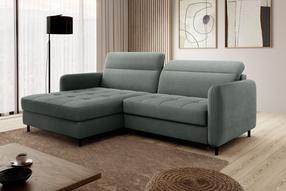 Kampinė sofa - lova Gomsi, žalia sp., kairinė, 165 x 228 cm x 100 cm