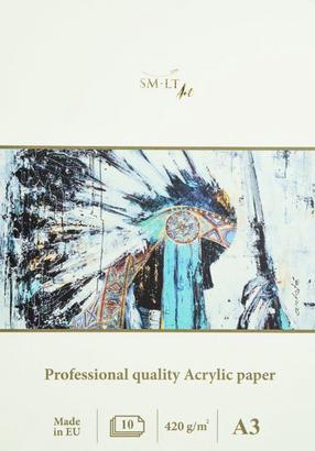 Бумага для рисования Smiltainis Acrylic, A3, 420 g/m², белый цв., 42 см x 29.7 см, 10 стр. шт.