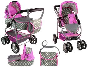 Коляска для кукол Lean Toys 2in1 14956, розовый цв./серый цв.
