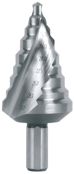 Pakāpju urbis Ruko 101096, tērauds/plastmasas/alumīnijs, hss, tri-flat, 6 - 32 mm x 7.6 cm