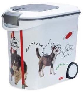 Mājdzīvnieku barības uzglabāšanas kaste Curver Dog, 35 l, 50 cm x 28 cm x 43 cm, balta krās.
