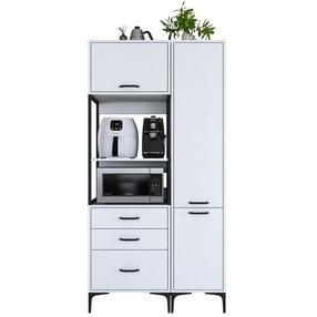 Laisvai pastatoma virtuvės spintelė Kalune Design JE143, balta sp., 100 cm x 40 cm x 198.6 cm