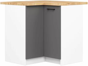 Kampinė virtuvės spintelė Akord Oliwia S90/90, ruda sp./balta sp./pilka sp., 90 cm x 46 cm x 85 cm