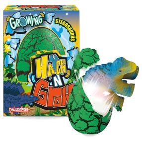 Фигурка-игрушка, динозавр Deluxebase Hatch N Grow Stegosaurus, 11 см, синий цв./зеленый цв.