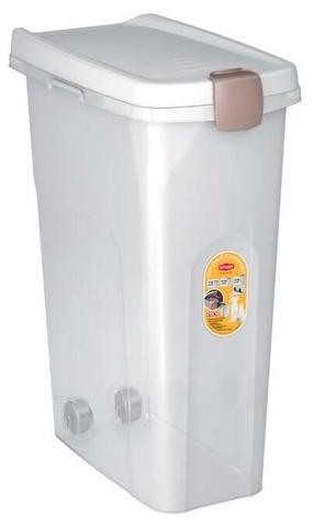 Ящик хранения корма для домашних животных Stefanplast, 40 л, 45 x 27 x 61 см, прозрачный цв./белый цв.