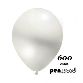 Balionas ovalūs Penword 12" Metalic, balta sp., 100 vnt.