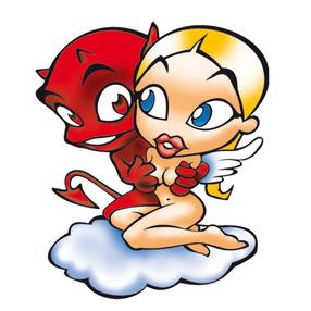 Auto uzlīme Devil and angel, 10 cm x 12 cm