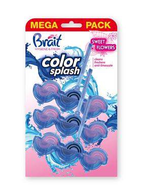 Освежитель-очиститель для унитаза Brait Color Splash, 135 г, 3 шт.