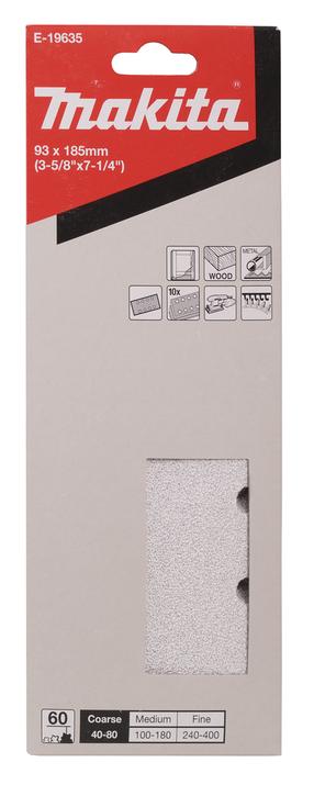 Šlifavimo lapas Makita E-19635, 60, 18.5 cm x 9.3 cm, 10 vnt.